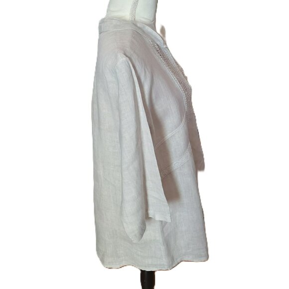 Lungo L' Arno Italian Linen 3/4 Sleeve Tan Top in Size Large - Picture 2 of 5